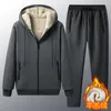 Men's Tracksuits Men's Hoodie calças 2 peças Term de inverno grosso de corrida de corrida de corrida de grandes dimensões de lã de lã de lã Cashmere