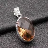 Colares pendentes Hermosa Solitaire Forma oval Honeytopaz Color de prata para mulheres Charms Chain Colar 20 polegadas