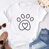 Camisetas femininas thoman feminino tshirt preto feminino cães gráficos Paws Mom de desenho animado camisetas