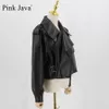 Womens Leather Faux Leather Pink Java QC20003 arrival real leather jacket women coat genuine sheep leather coat luxury fashion dress 230216