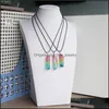 Pendentif Colliers Colorf Cristal Colonne Collier Dégradé Couleur Cristaux De Quartz Fil Wrap Guérison Gardien Bijoux Pour Hommes Corde Goutte DH5OW