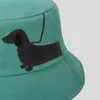 Chapéus largos com chapéus de pesca de moda Casual Padrão de cachorro Capéu de balde de protetor solar Caps de hip -hop Fisherman