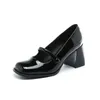 Elbise ayakkabıları fransız yüksek topuklu peri jane kadın yuvarlak ayak parmağı retro kahverengi balo siyah rahat single
