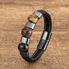 Charm Bracelets Fashion Leather Bracelet For Men Hand Tiger Eye Stone Jewelry Weave Male Handmade WholesaleCharm