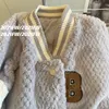 Damenjacken Gestrickte Pulloverjacke Baseballkleidung Lammwollmantel Ins Weibliche Herbst Winter Lose Samtjacken Top 230216