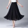 Skirts 2023 Chiffon Women High Elastic Waist Pleated Long Summer Skirt Casual Solid Vestidos Fashion Spring Party