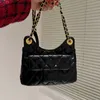 Borse a tracolla 23C Donna Croissant Mini Hobo Pelle di agnello trapuntata metallizzata 3 colori Hardware in metallo dorato Catena Matelasse con ciondoli per monete Cr