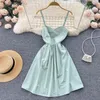 Casual Kleider Sexy Backless Spaghetti Strap Frauen Kleid Koreanischen Stil Solide A-Line Mini Sommer Mode Mädchen Ärmelloses Kleid