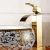 Bathroom Sink Faucets Golden Antique Brass Single Handle Basin Faucet European-style Waterfall And Cold Water Mixer Tap J16995