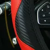Housses de volant rouge bâche de voiture respirant anti-dérapant PU 37-38 cm Auto Fiber décoration cuir carbone adapté Z7A2