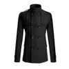 Trench de trincheira masculino Men Windbreaker Coat Cor Solid Colorbrotedvested Lã sobretudo