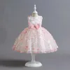 Pink Flower Girls Dresses Applices Sequined Handgjorda bollklänning Ruffles Tulle Pageant Dresses For Girls Baby Wedding Crystal Beaded Birthday Clows