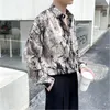 Erkekler Sıradan Gömlek Gömlek Erkekler Gevşek Büyük Boy Uzun Kollu Bluz Sokak Giyim Baskılı Tasarım Erkekler Sosyal Japon Moda Giyim Sonbahar
