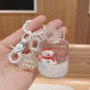 Creative Liquid Milk Tea Cup Pendant Decorations Key Chain Cartoon Christmas Tree Elk Santa Claus Snowman Floating Keyring for Kids Gift