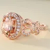Wedding Rings Luxury Champagne Cz For Female Jewelry Accessories Noble Celebrities Party Rose Gold Color Distribution
