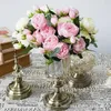 Decorative Flowers 30cm 5 Big Heads 4 Small Bud Bride Silk Rose Bouquet Peony Artificial Wedding Home Decoration Fake