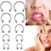 10pcs/set Cerrahi Paslanmaz Çelik Dairesel Barbells Horseshoe 16G 4mm Top Dudak Halkası Burun Septum Halkalar Gövde Piercing Mücevherat