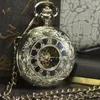 Relógios de bolso Tiedan steampunk luxuros esporte de esqueleto antigo relógio mecânico Men Men Chain colar Casual FOB