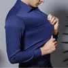 Chemises habillées pour hommes Stretch Anti-rides Chemise pour hommes à manches longues Business Formel Couleur unie Légère élasticité Vêtements sans repassage 230216