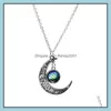 Pendant Necklaces Fashion Drusy Druzy 12Mm Mermaid Fish Scale Moon Necklace For Women Lady Jewelry Drop Delivery Pendants Dhnku