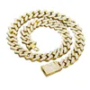 15mm Cubaanse Link Chain Kettingen Micro Pave Prong Mode Hiphop Volledige Iced Out Strass Sieraden voor Mannen Vrouwen Luxe Goud Zilver Bling Hip Hop Armbanden Geschenken