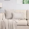 Kissen Sofabezug Einfarbiger Kissenbezug Hautaffinität Moderne gestreifte Quaste Ball Heimdekoration