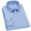Camicie casual da uomo Camicia casual da uomo d'affari di alta qualità a maniche lunghe Camicie classiche da uomo a quadri a righe scozzesi per uomo Viola Blu 230215