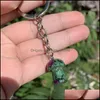 Sleutelringen Natuurlijke kristallen stenen paddestoel Keychains genezende kristallen autozak decor sleutelhouder voor vrouwen mannen drop levering sieraden dhr3a