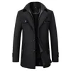 Men's Trench Coats Men Autumn Winter Thermal Classic Solid Color Lapel Slim Fit Overcoat Male Business Leisure Wool Blends 230216