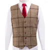 Ternos masculinos de 3 peças masculinas colarinho de lapela de tweed formato de tweed fit fit