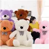 Animaux En Peluche En Peluche 100Cm Une Pièce Doux Pp Coton Ours Jouet Avec Cravate Nt Oreillers Ours En Peluche Jouets Copines Cadeaux De Noël Dhmch