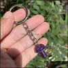 Sleutelringen Natuurlijke kristallen stenen paddestoel Keychains genezende kristallen autozak decor sleutelhouder voor vrouwen mannen drop levering sieraden dhr3a