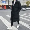 Men's Down Parkas Winter Jacket For Coat Solid Color Park Long Warm Male Thick Slim Fit Outerwear 4XL Black 230216