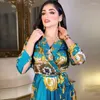 Ethnic Clothing Arabic Maxi Dresses Fall 2023 Imitation Silk Satin Abaya Middle Eastern Turkey Muslim Women Clothes