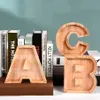 Trä pengar lagring burk transparent pengar sparande låda 26 engelska alfabet bokstaven piggy banks diy kreativa gåvor