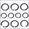 Bracelets De Charme Chien Patte Énergie Pierre 7 Chakras Bracelet 8Mm Perles De Lave Noire Stretch Yoga Bijoux Pour Femmes Hommes Cadeau Drop Delivery Dh7J6