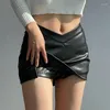 Skirts 2023 Summer Retro Girl Half Length Leather Skirt Waist Pu Short Sexy Split Ropa Mujer Mini Clothes For Women