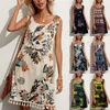 Women's summer casual dress Loose tassel sleeveless print dress