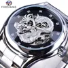 ForSining Diamond Montre Design Silver Rostfri Automatisk Dragon Display Men Homme Luxury Watches Wrist Brand Classic Top Steel H263R