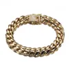 Bracelets à breloques Miami Cuban Link Gourmette Bracelet pour femmes mens Bangls Or Couleur Acier Inoxydable Cristal De Luxe Bracelet Chaînes Bijoux 230215