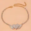 Bracelets de cheville brillant plein strass amour ange aile coeur pour les femmes couleur argent pied chaînes géométrique cheville Bracelet bijoux