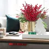 Fleurs décoratives 5PACK Tige de baies rouges artificielles Branche de houx de Noël pour les vacances Année de Noël Maison Table Vase Weding DIY Artisanat Décor