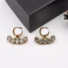 Shiny Colorful Diamond Stud Earring Pearl Letter Earrings Women Designer Earrings Brand Charm Earring Rhinestone Korean Charm Studs