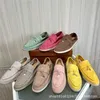 Designer Loropiana Charms Sapatos Primavera e outono Couro genuíno LP Sapatos lefu Soo British Style One Step Lazy Casual Saple Shoes Mulheres DXRT