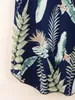 Kvinnors plus-storlek T-shirt Finjani Leaf Print Criss Cross Batwing Sleeve Blue för kvinnor Plus Size Crew Neck Summer Fashion Casual Tops 230216