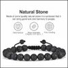 Charm-Armbänder Natursteinarmband 8 mm Tigerauge Schwarze Lavasteine Verstellbare Yoga-Perlen Heilenergie Herrenarmband Freundschaft G Dhtgz