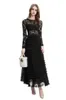 Women's Runway Dresses O Neck Long Sleeves Tired Ruffles Layered Elegant Party Prom Gown