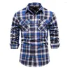 Chemises décontractées pour hommes Plaid imprimé pour hommes Double poche à manches longues mâle col rabattu automne basique Camisas De Hombre