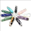 Pendant Necklaces Healing Crystal Natural Stone Hexagon Pillar Charms Twine Tree Of Life Wire Wrap Turquoise Amethyst Tiger E Sexyha Dhnxx