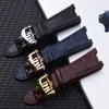 25mm Schwarz Wasserdicht Echtes Leder Uhrenarmband Faltschließe Mann Armband für PP Uhr Nautilus201t